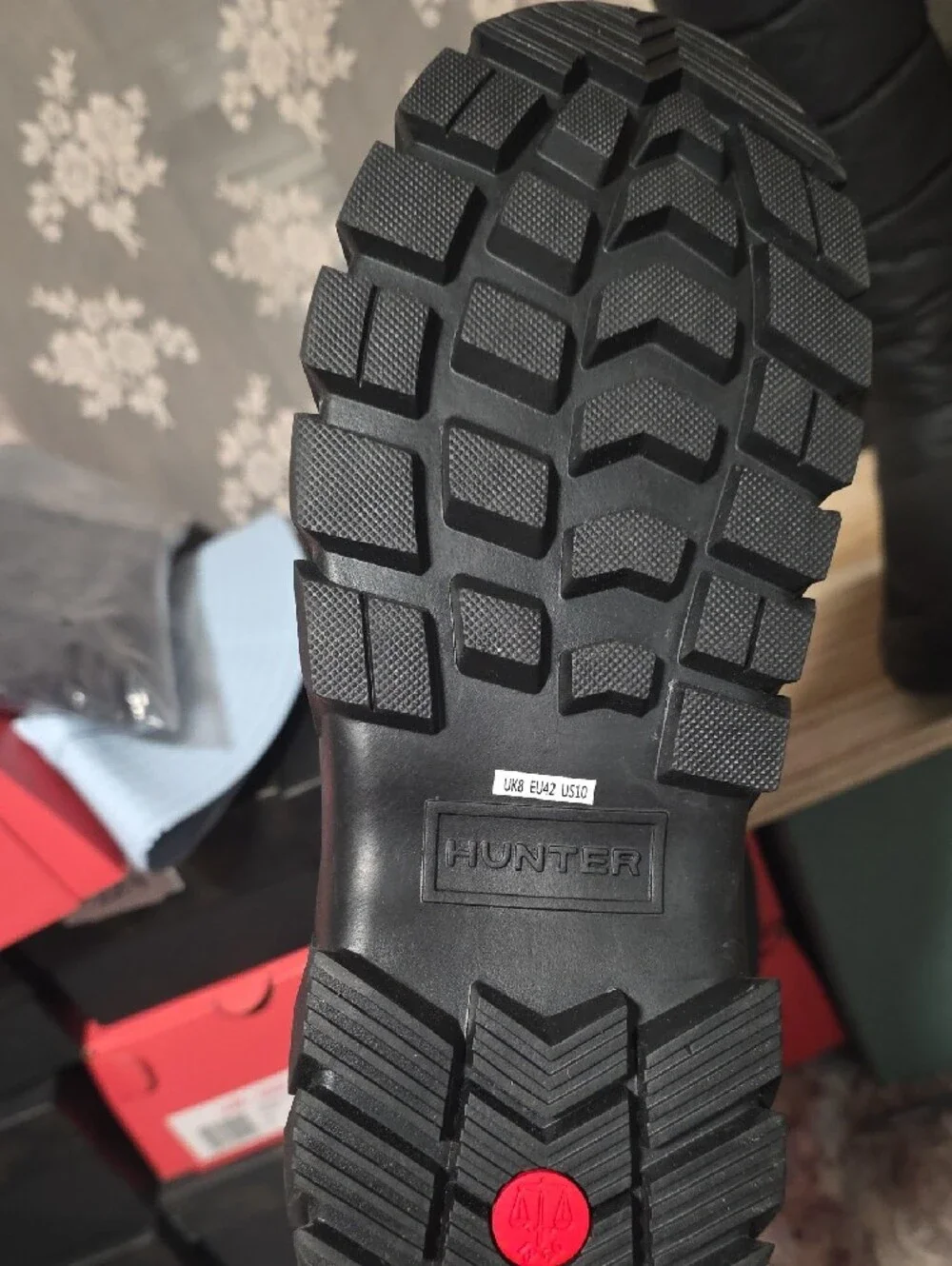Hunter Black Quilted Tall Winter Boots with Red Logo
